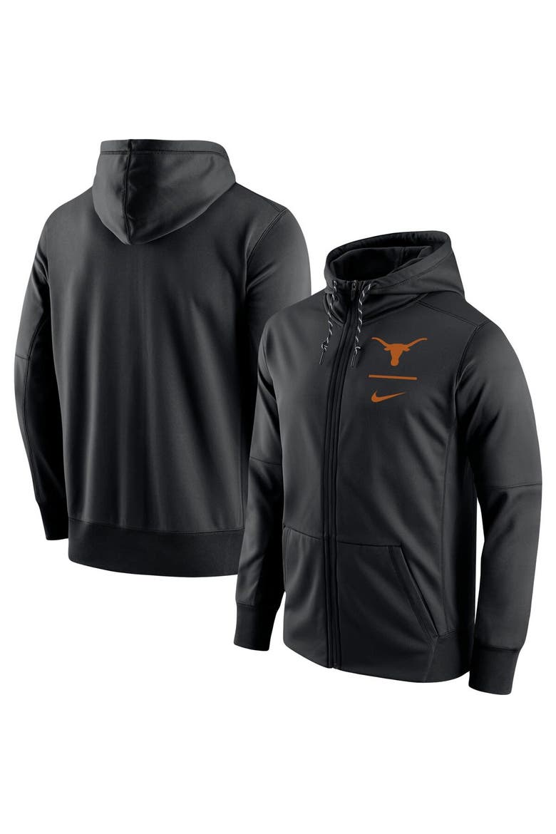 Men's Nike Black Texas Longhorns Logo Stack Performance Full-Zip Hoodie, Alternate, color, Black