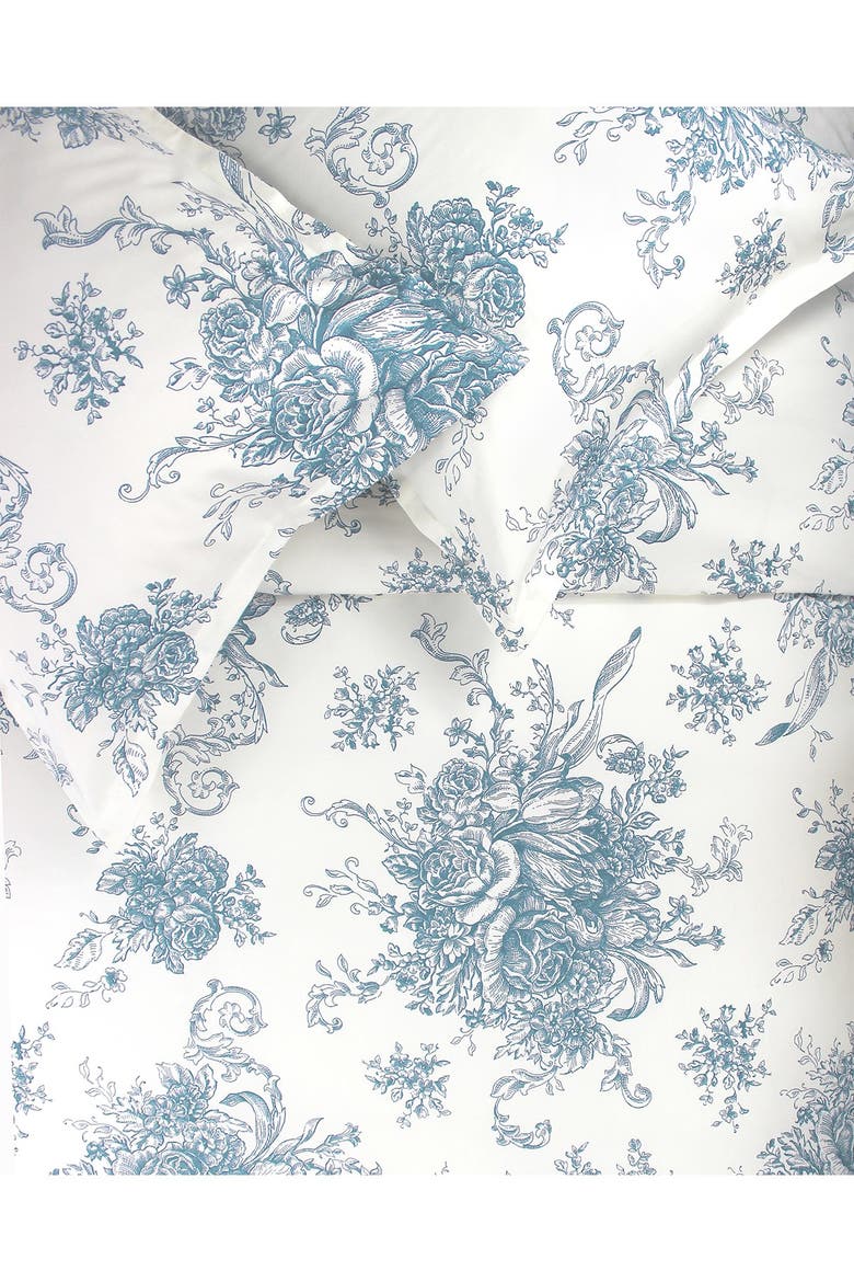 400 Thread Count Cotton Toile Duvet Set, Alternate, color, LIGHT BLUE