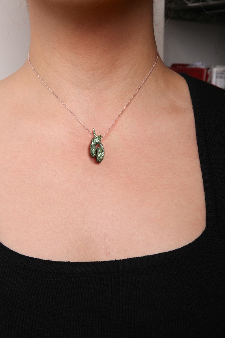 18K Gold Tsavorite Gemstone Spiral Snake Design Pendant Necklace, Alternate, color, Pink