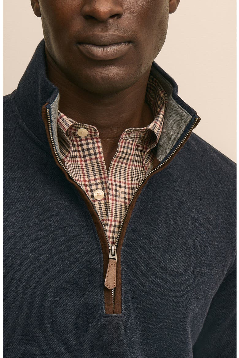 Double Face Piqué Half Zip Pullover, Alternate, color, NAVY/ GRAY