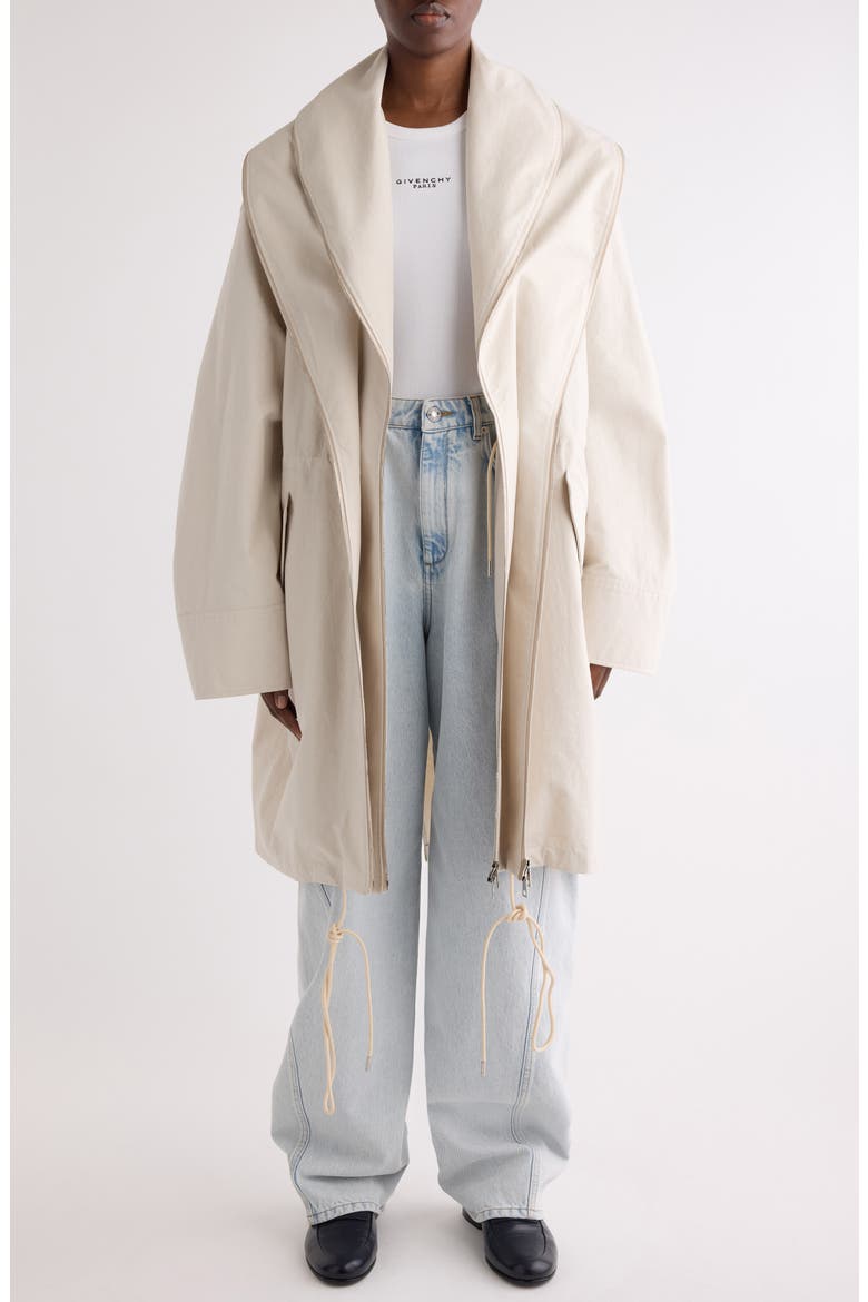 Cotton & Nylon Double Zip Parka, Main, color, LIGHT BEIGE