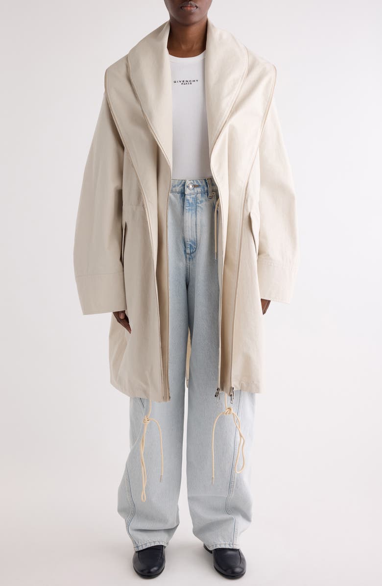 Givenchy Cotton & Nylon Double Zip Parka, Main, color, Light Beige