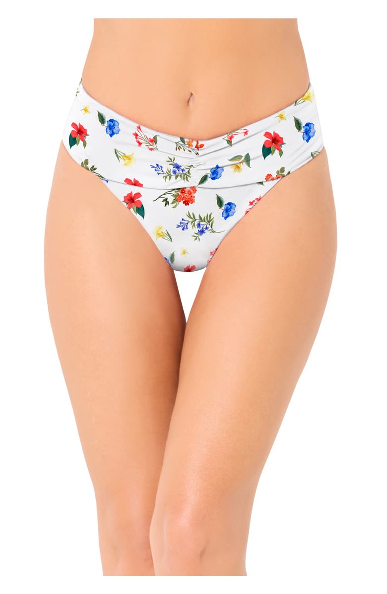 Swimsuits for All V-Cut Swim Brief, Main, color, White Ditsy Floral