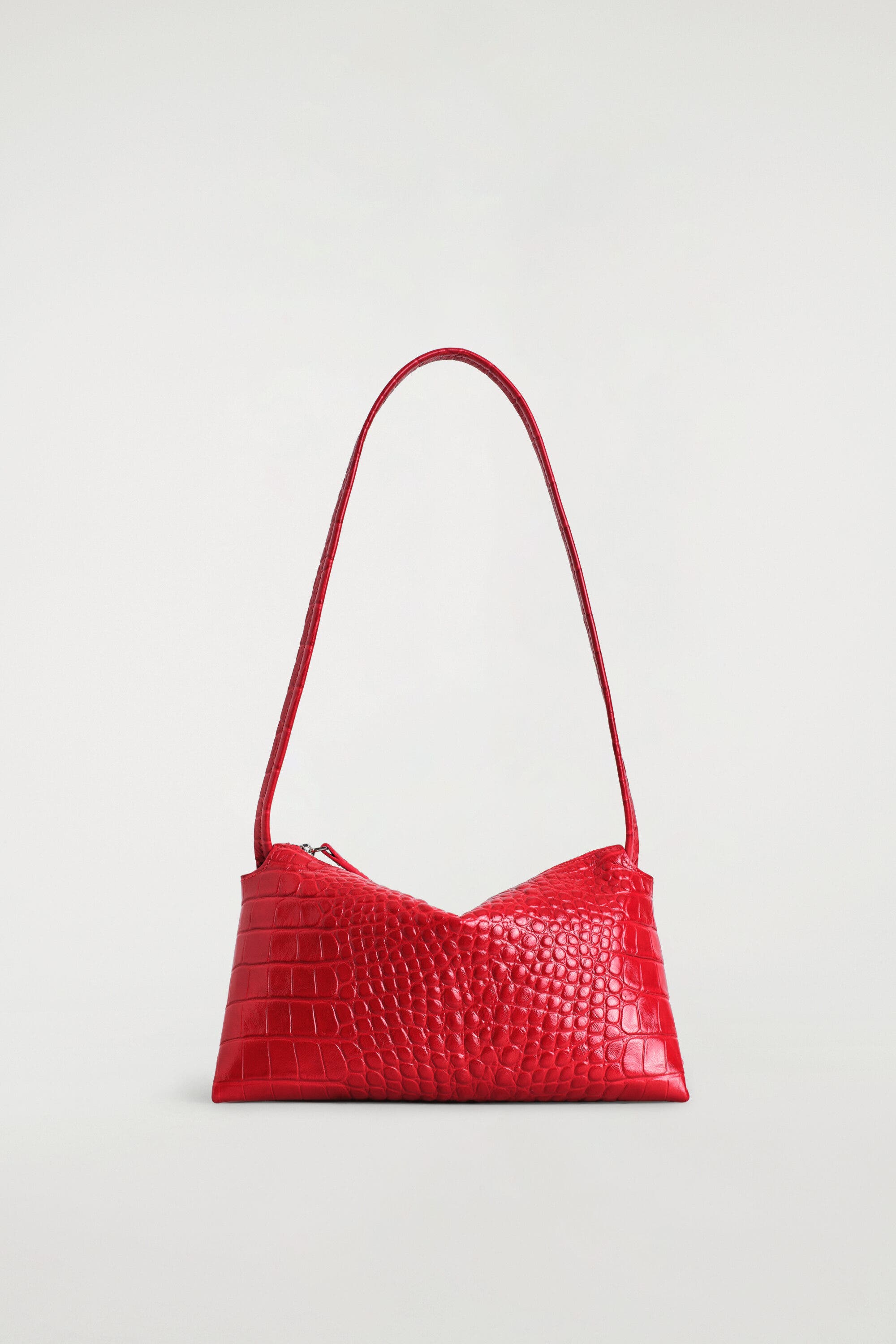 Mini Pavilion Shoulder Bag - Leather, Main, color, RED / CROC EFFECT