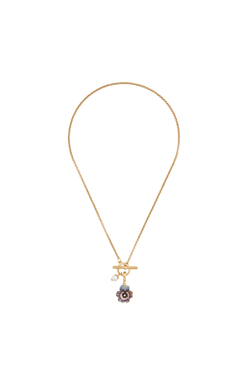 Fable England Pansy & Pearl Toggle Necklace, Alternate, color, Silver