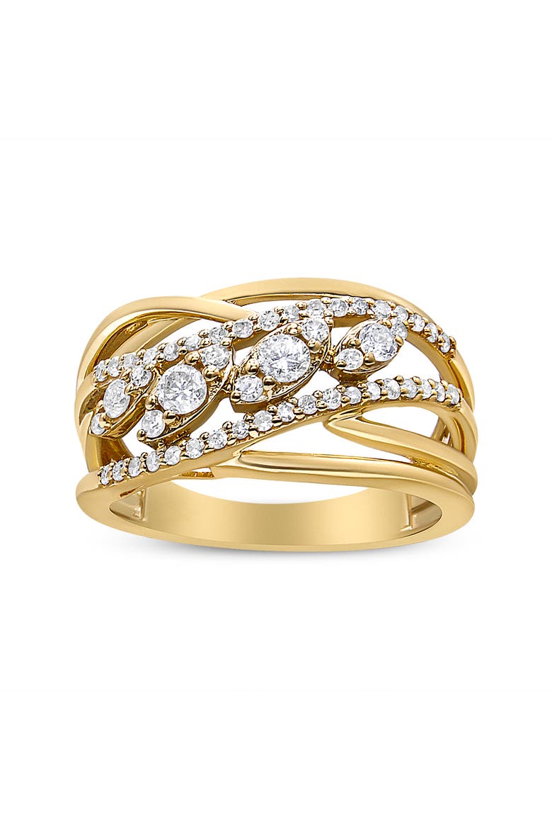 10K Yellow Gold 1/2 Cttw Diamond Split Shank Cocktail Ring, Main, color, Yellow