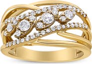 Haus of Brilliance 10K Yellow Gold 1/2 Cttw Diamond Split Shank Cocktail Ring