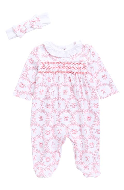 Festive Toile Footie & Headband Set