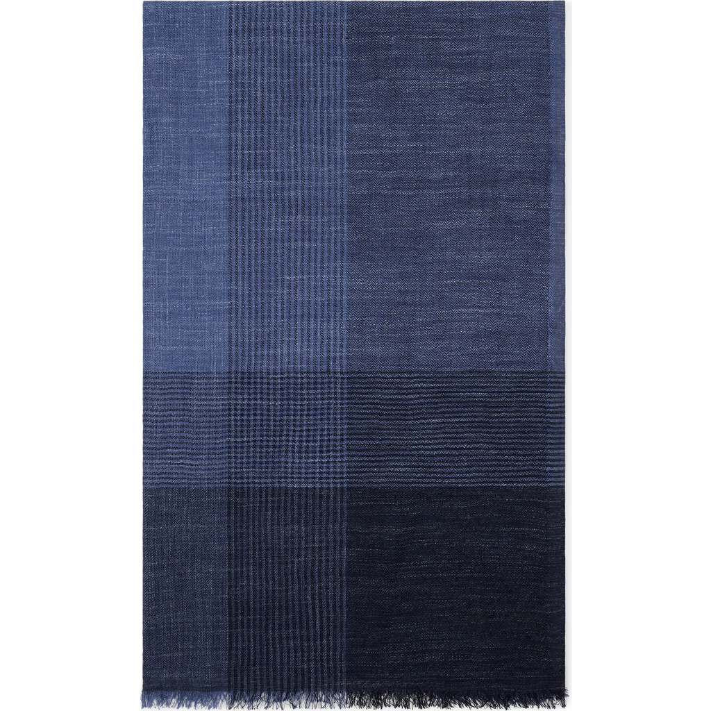 Brunello Cucinelli Silk-linen Stripe Scarf In Denim