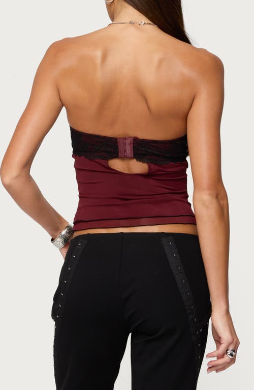 Edikted Contrast Lacey Sheer Mesh Bra Top In Multi