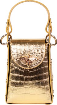 Persaman New York Anette Croc-Embossed Leather Crossbody Bag