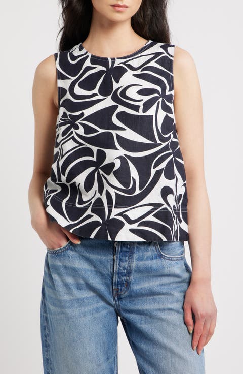 Suki Abstract Print Linen Top