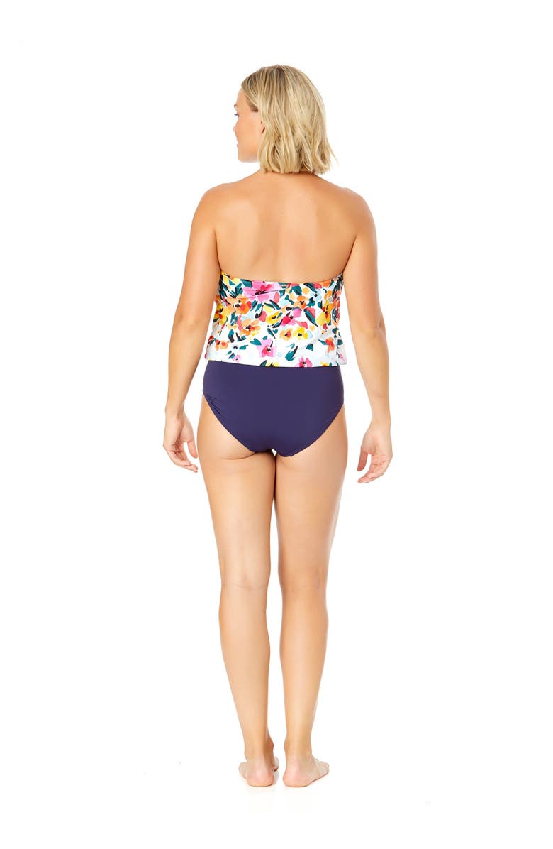 Anne Cole Women's Gradient Floral Strapless Blouson Keyhole One Piece Swimsuit, Alternate, color, Gradient Floral