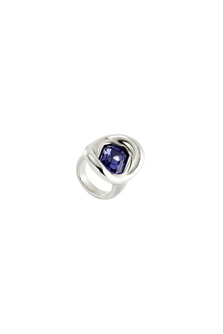 Sterling Silver-Plated Ring with Purple Crystal, Main, color, Silver