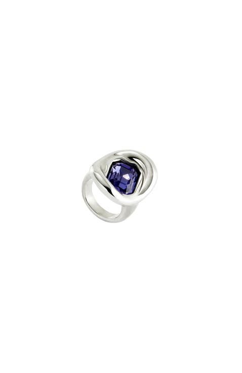 Sterling Silver-Plated Ring With Purple Crystal