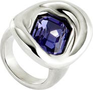 UNODE50 Sterling Silver-Plated Ring With Purple Crystal
