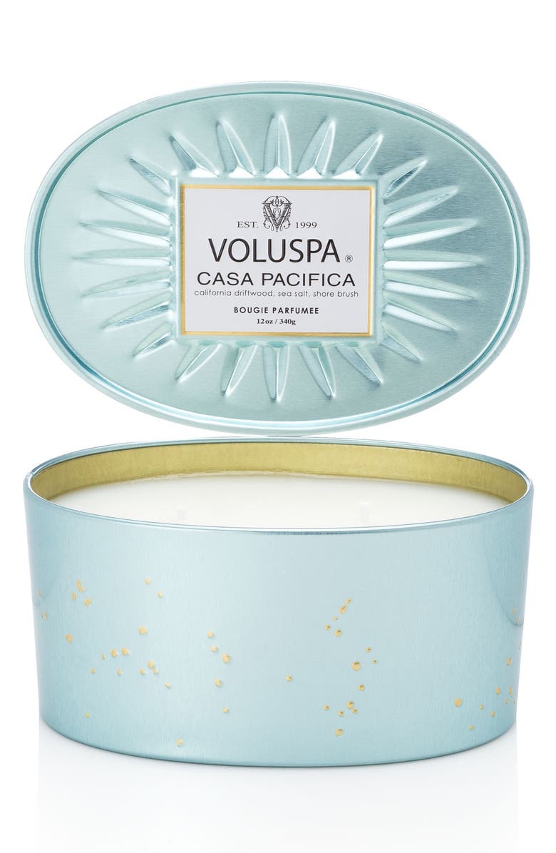 Voluspa Vermeil Casa Pacifica Oval Tin Two-Wick Candle, Main, color, 