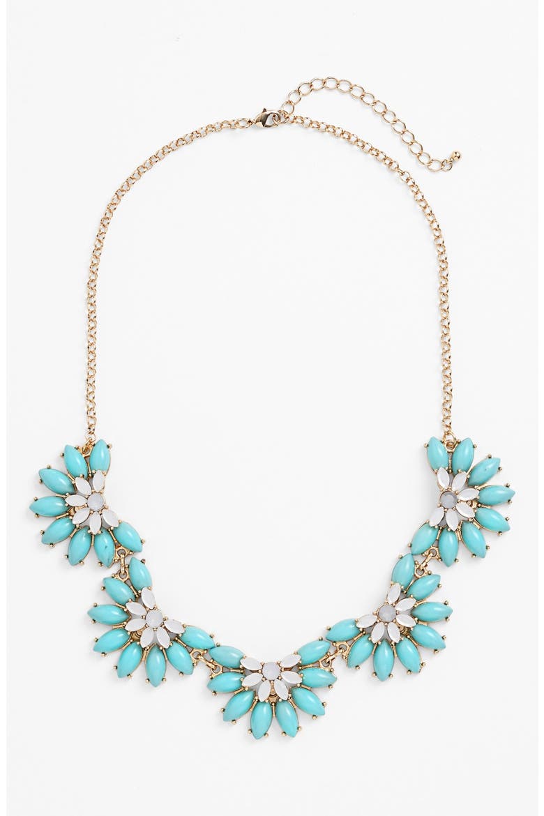Floral Statement Necklace, Main, color, BLUE/ IVORY