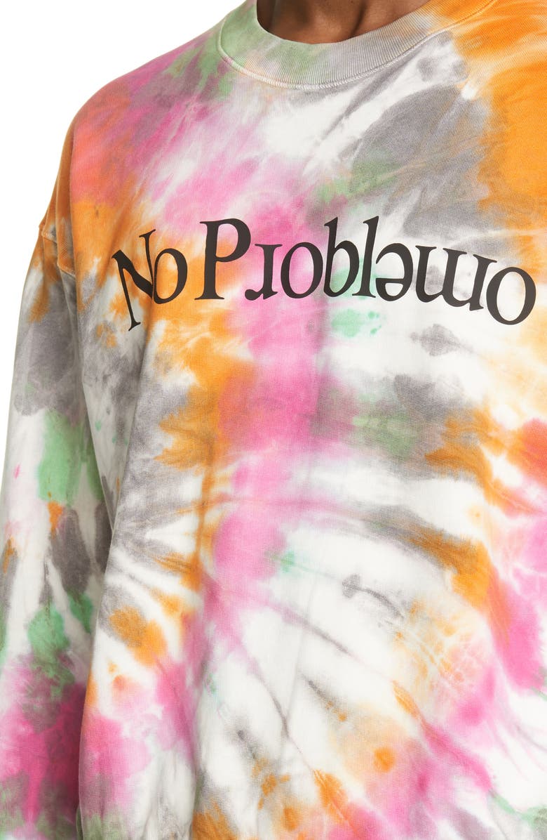 Aries No Problemo Tie Dye Cotton Sweatshirt, Alternate, color,