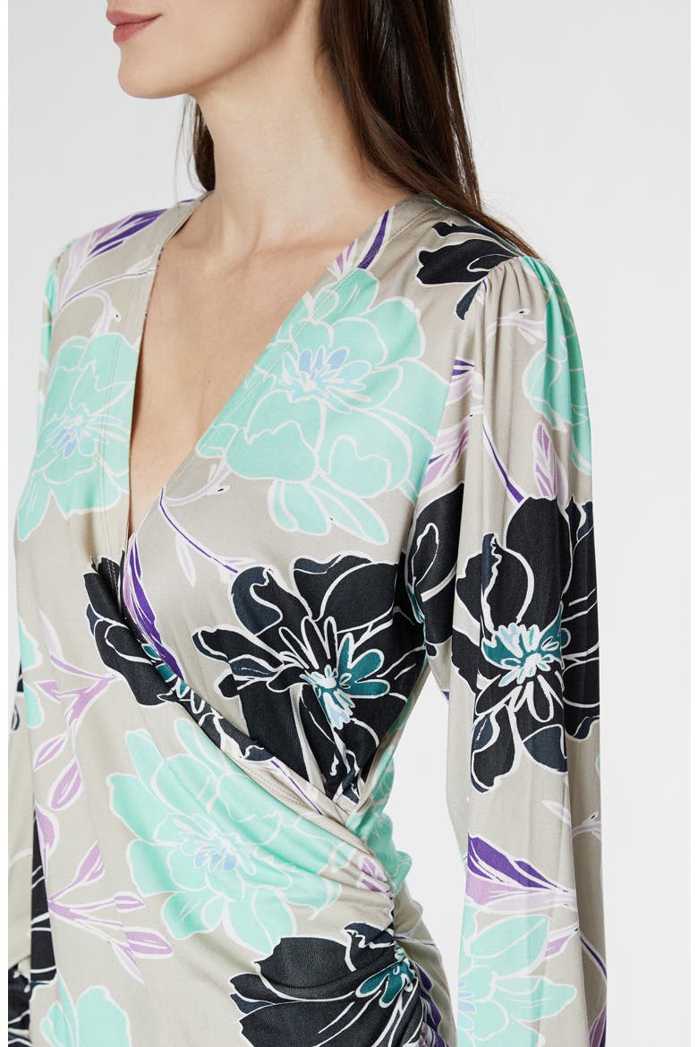 Selina Long Sleeve Maternity/Nursing Dress, Alternate, color, GREY BLOOM PRINT