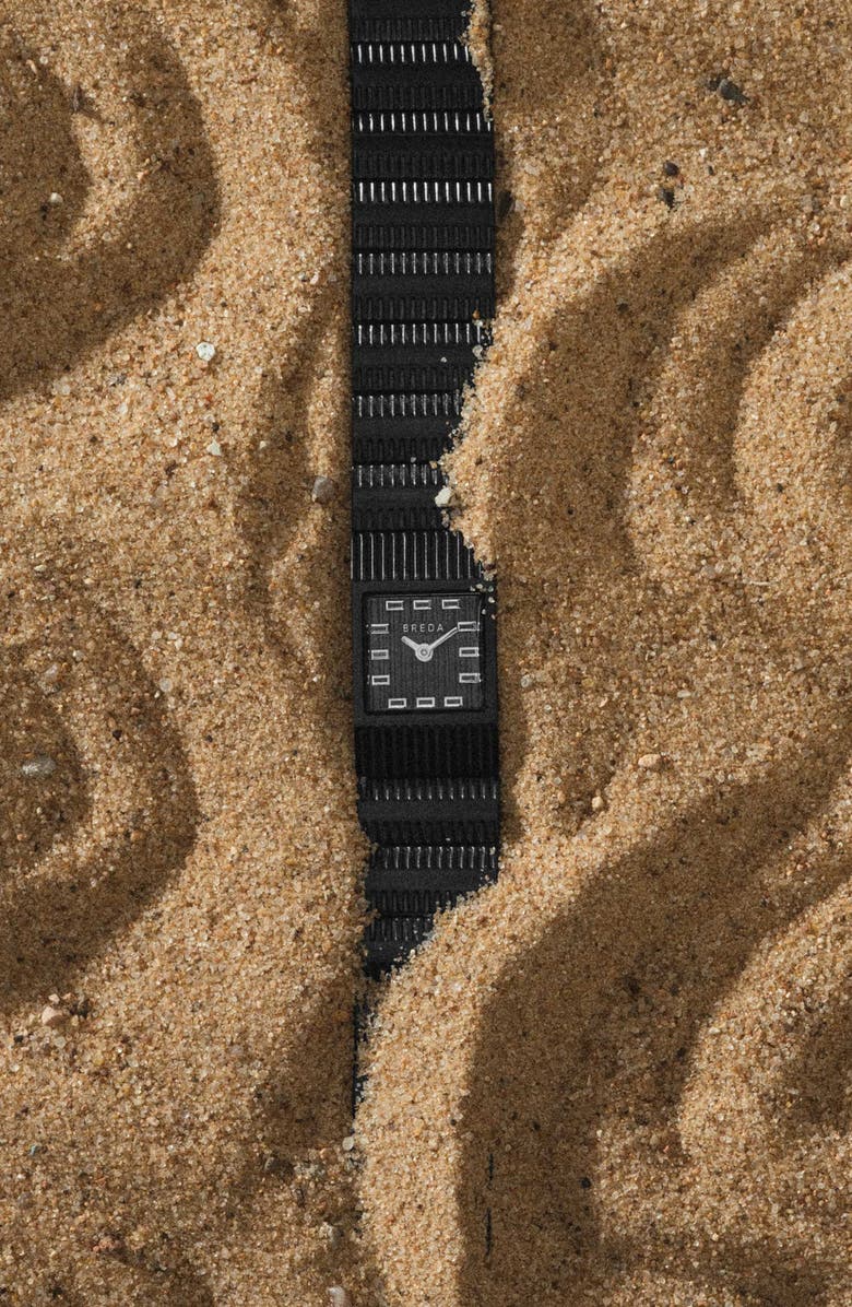 BREDA Groove Square Bracelet Watch, 16mm, Alternate, color, Black