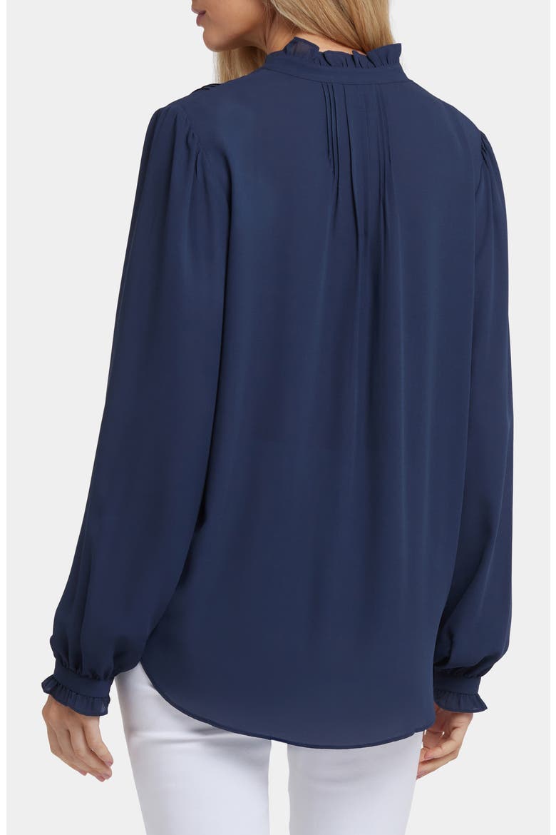 Pleated Yoke Long Sleeve Peasant Blouse, Alternate, color, OXFORD NAVY