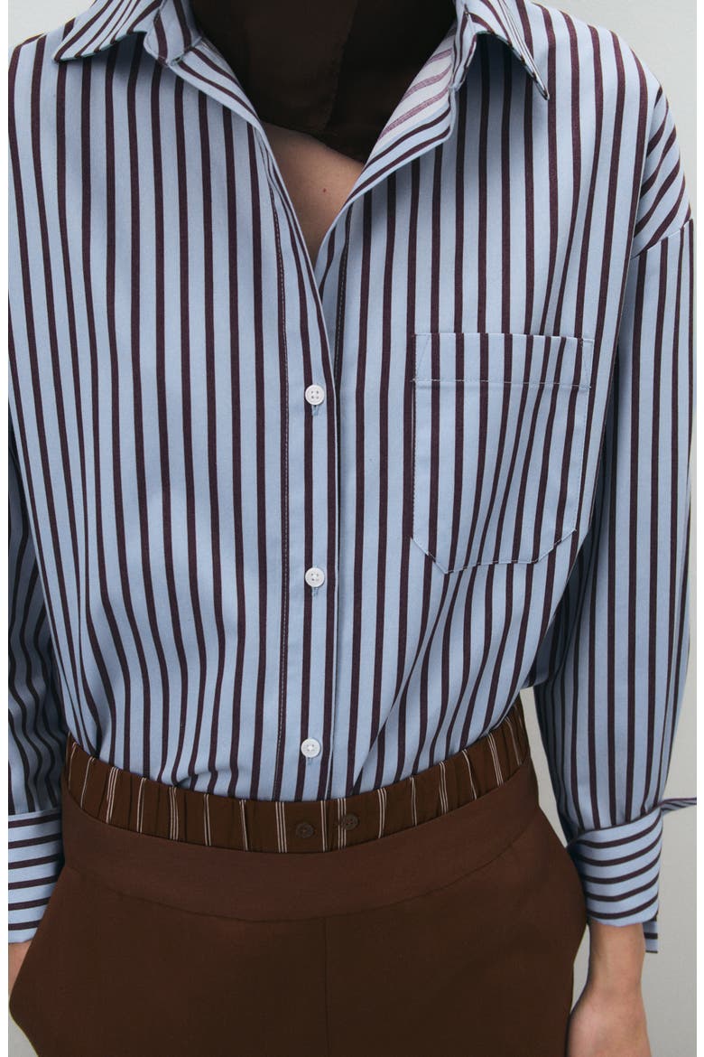 Stripe Cotton Blend Button-Up Shirt, Alternate, color, SKY BLUE