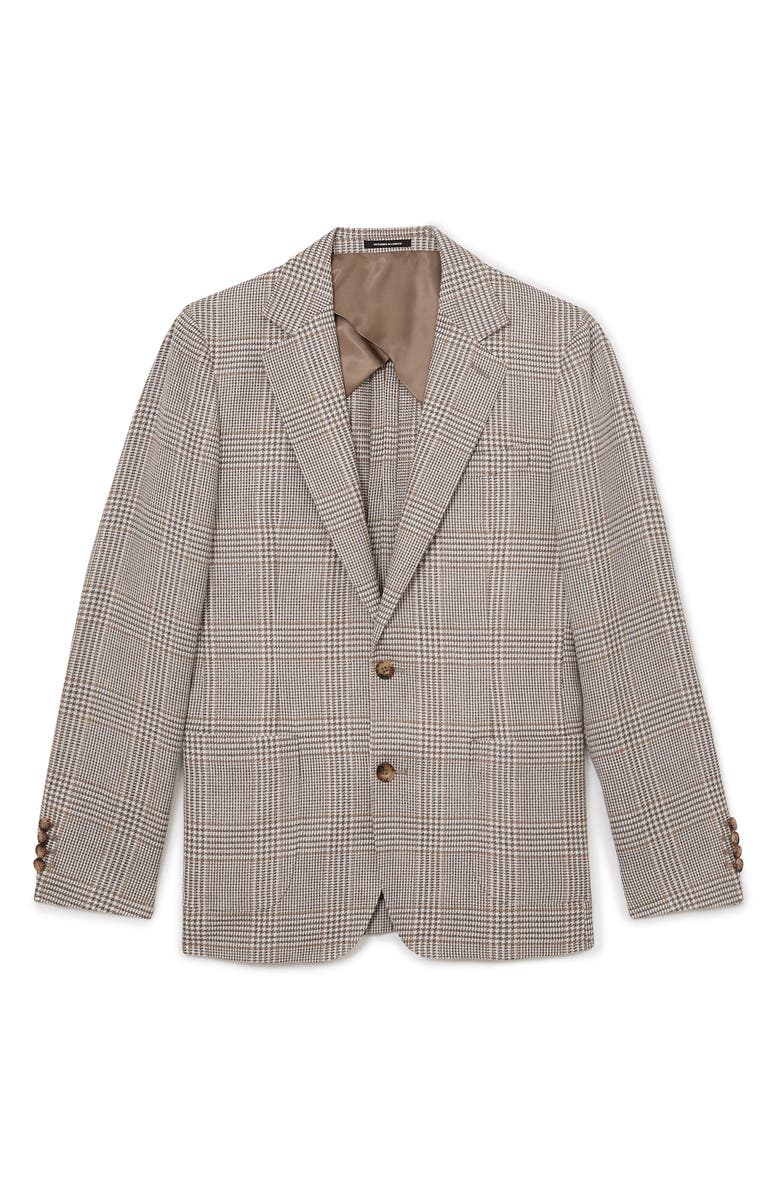 Reiss Epsom Tailored Fit Brown Glen Check Linen & Wool Blend Suit Jacket, Alternate, color, Oatmeal Brown
