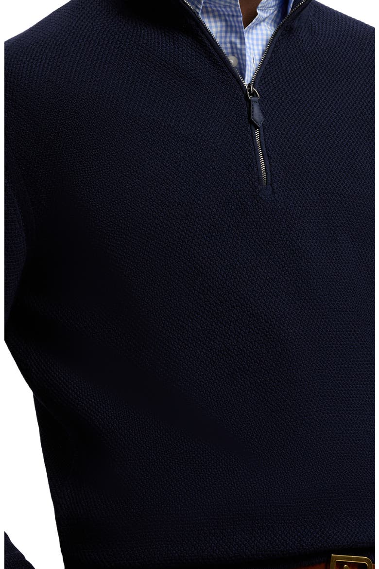 Textured Silk-Cotton Quarter-Zip Sweater, Alternate, color, CLASSIC CHAIRMAN NAVY