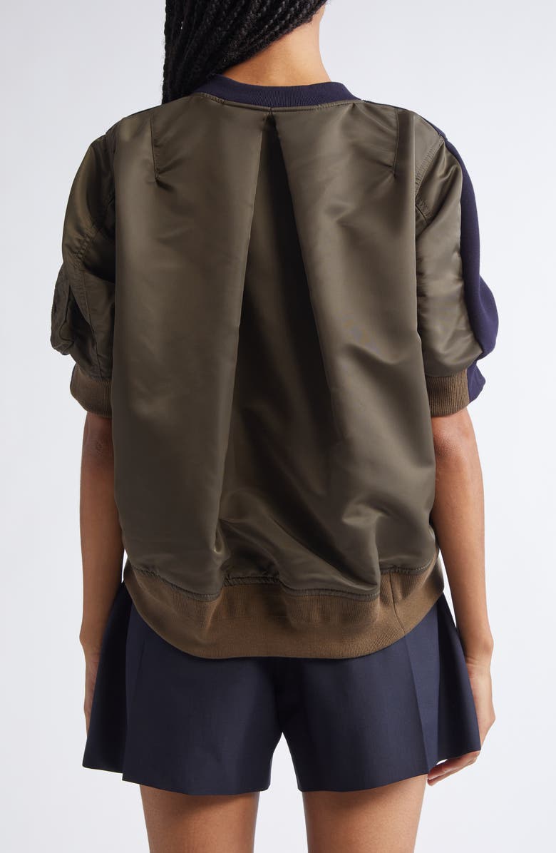 Sacai Mixed Media Sweatshirt, Alternate, color, Navy/ Dark Khaki