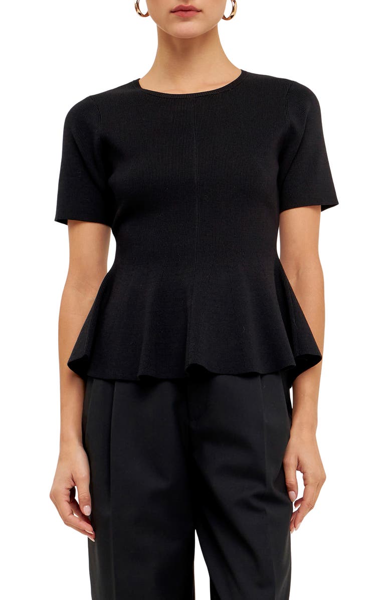 Endless Rose Peplum Short Sleeve Sweater, Main, color, 