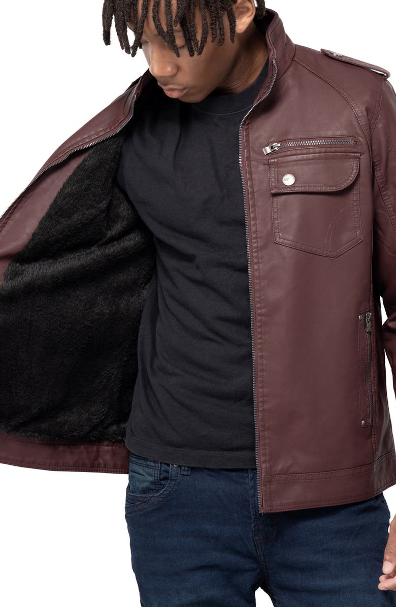 XRAY Faux Leather Utility Jacket, Alternate, color, Burgundy