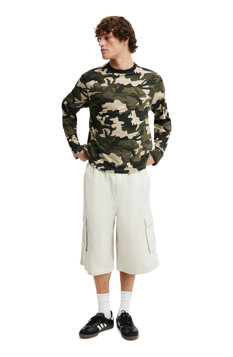 Cotton On Men's Cropped Long Sleeve T-Shirt, Alternate, color, Forest Camo
