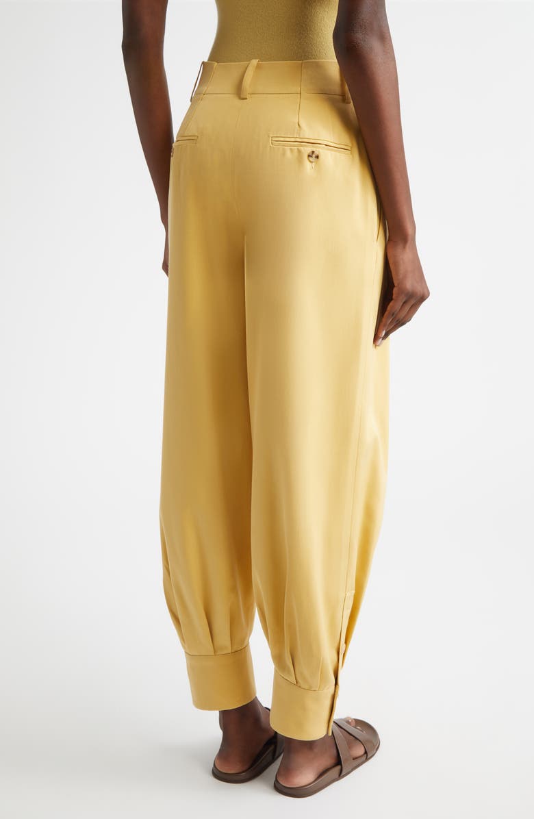 Michael Kors Collection Cuffed Silk Gabardine Carrot Pants, Alternate, color, Palomino