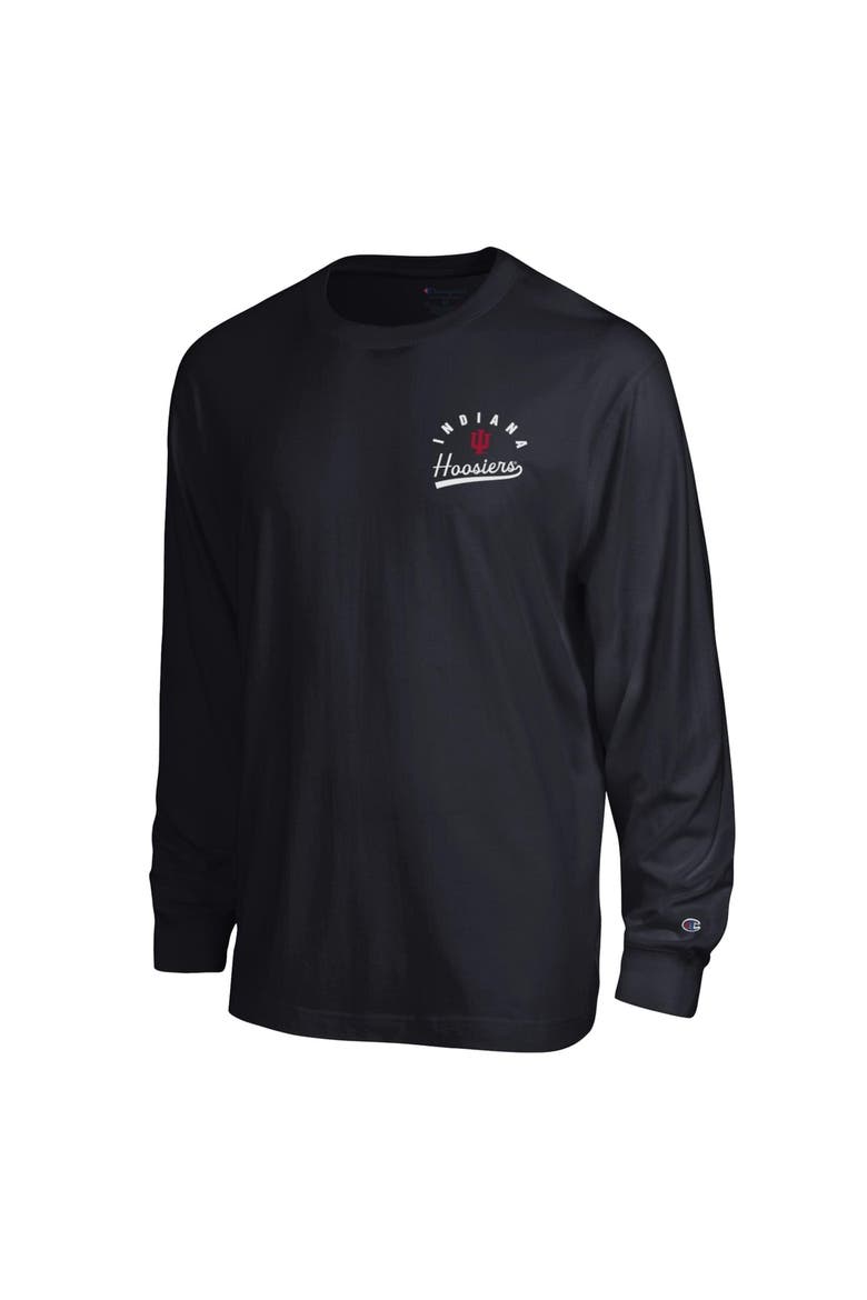 Men's Champion  Black Indiana Hoosiers Laminated All-Star Long Sleeve T-Shirt, Alternate, color, Black