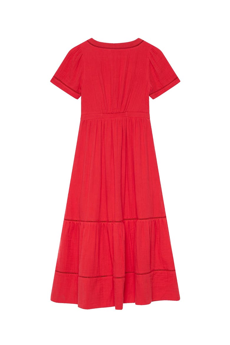 Cotton Cheesecloth Midi Dress, Alternate, color, Red