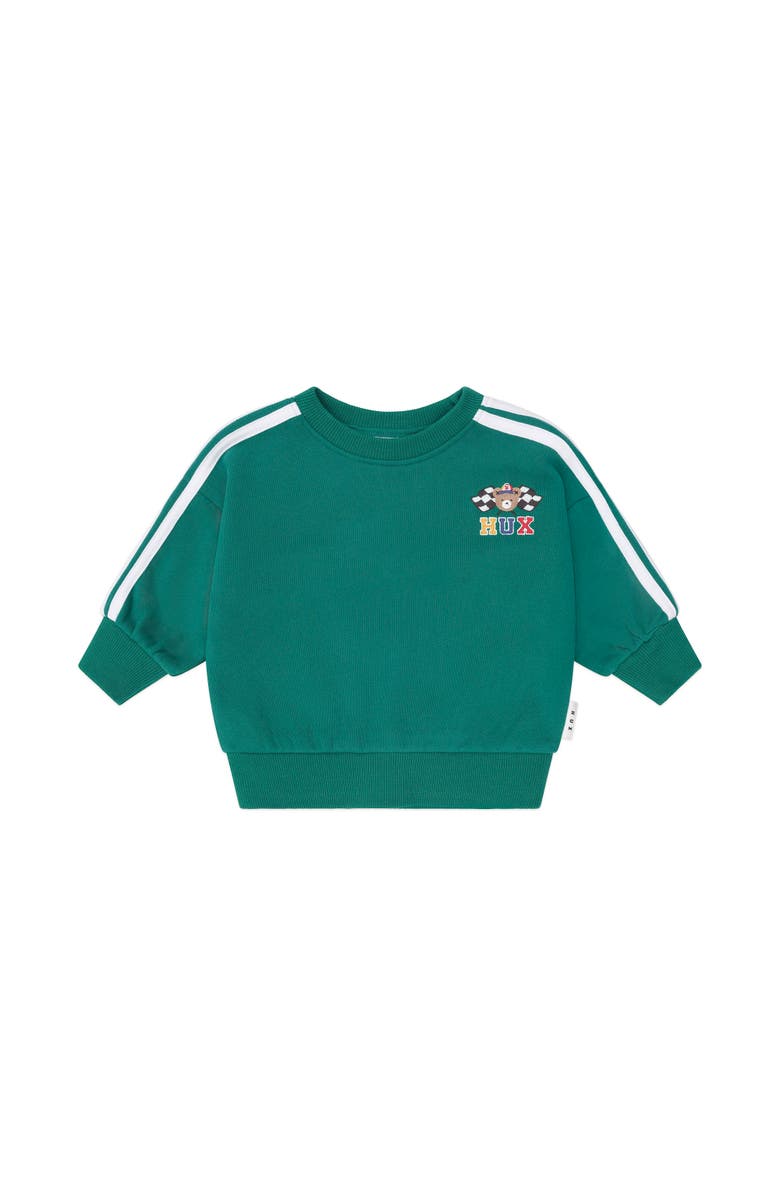 Huxbaby Racer Stripe Sweatshirt, Main, color, Emerald