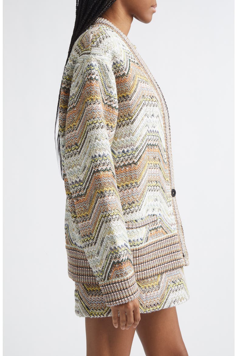 Metallic Zigzag Sequin Cardigan, Alternate, color, BEIGE MULTI