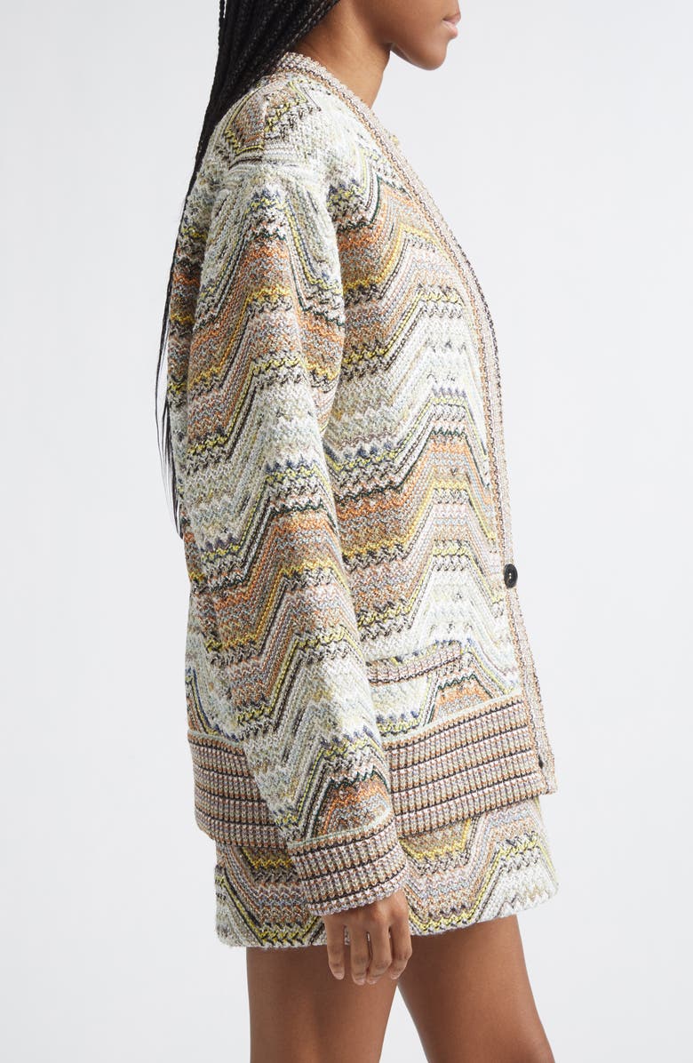 Missoni Metallic Zigzag Sequin Cardigan, Alternate, color, Beige Multi