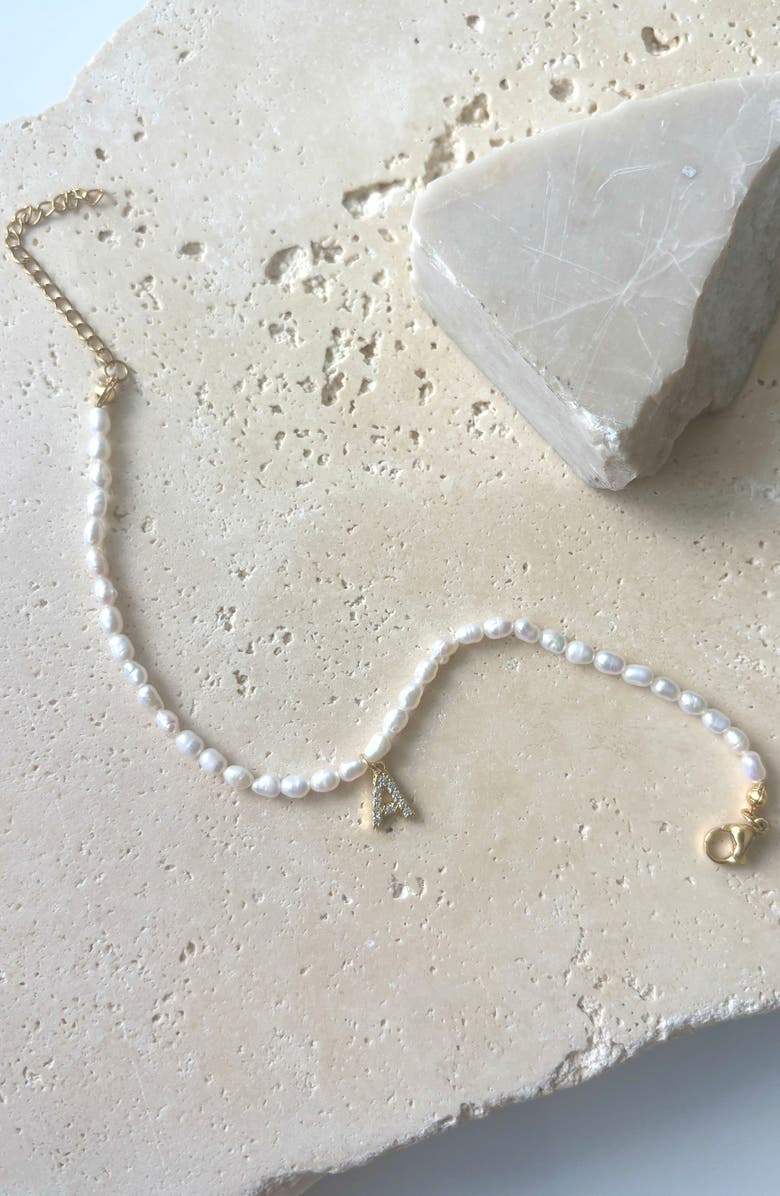 Freshwater Pearl Initial Charm Bracelet