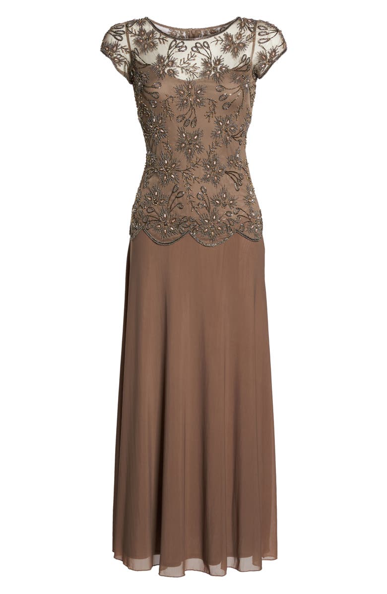 Pisarro Nights Beaded Mesh Gown, Alternate, color, 