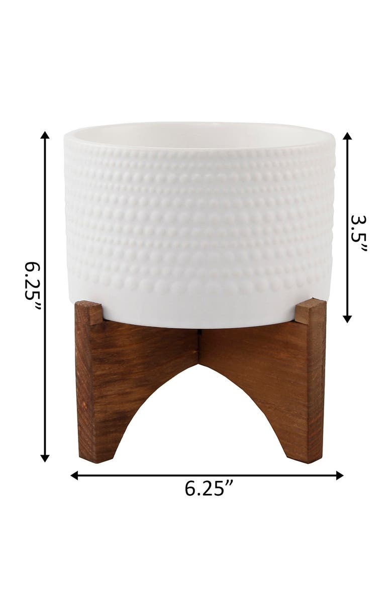 FLORA BUNDA Matte White Hobnail Ceramic Planter, Alternate, color,