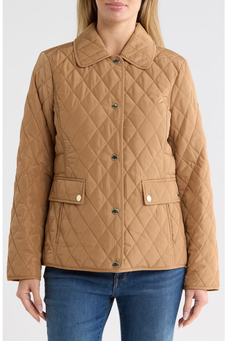 Quilted Snap Barn Jacket, Main, color, DK CAMEL