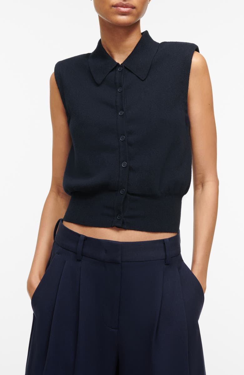 STAUD Nola Sleeveless Cotton & Cashmere Sweater, Main, color,