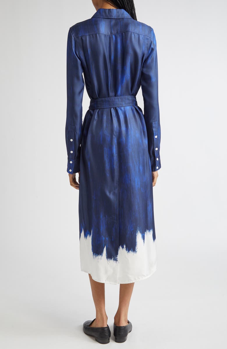 Proenza Schouler Amaya Abstract Print Long Sleeve Silk Shirtdress, Alternate, color, Cobalt Multi