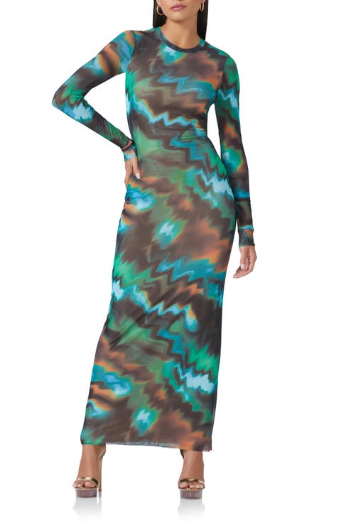 Didi Long Sleeve Mesh Maxi Dress