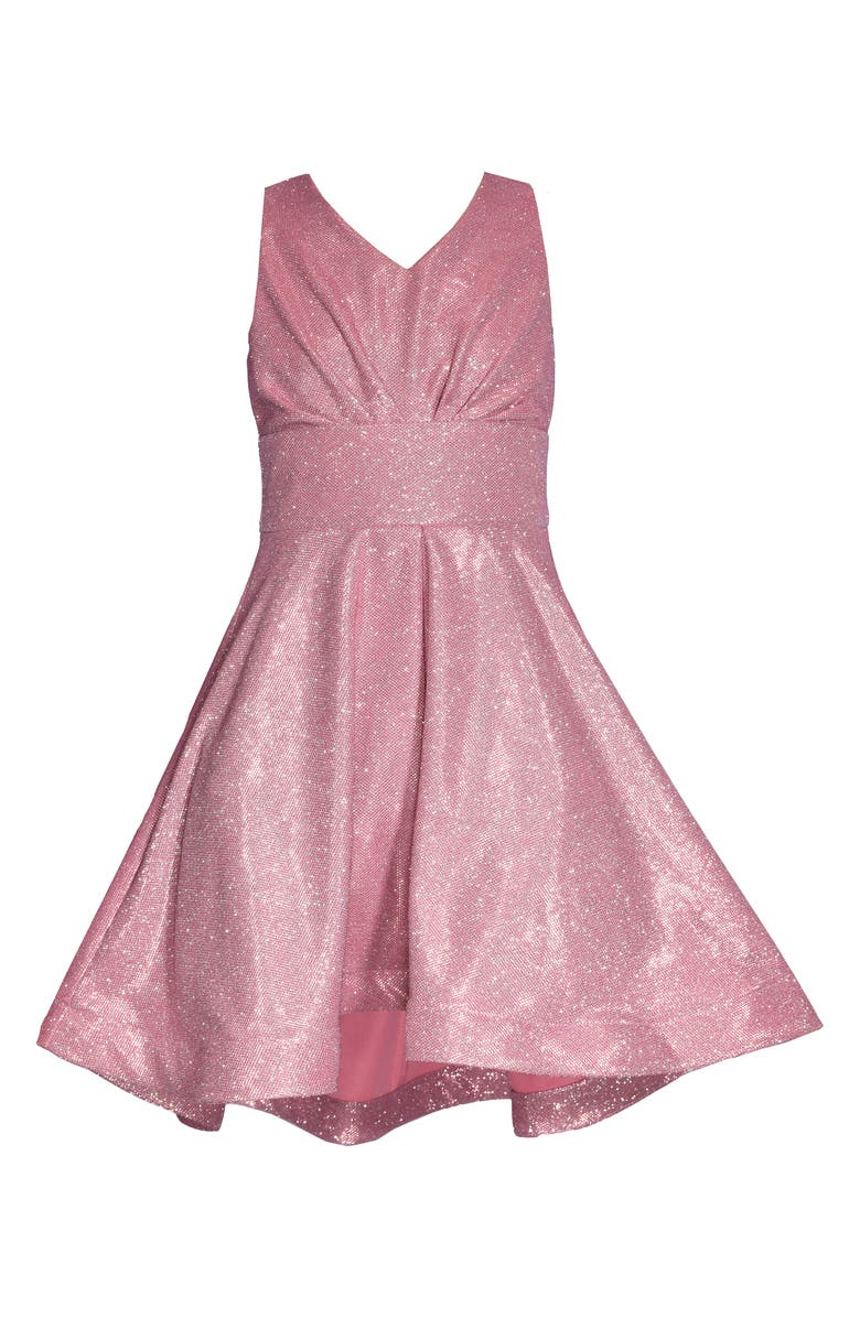 Iris & Ivy Kids' Metallic Bow Back High-Low Party Dress, Main, color, 