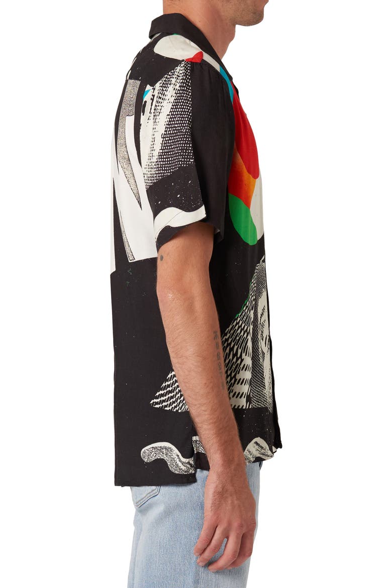 Turrell Art Print Camp Shirt, Alternate, color, BLACK ART