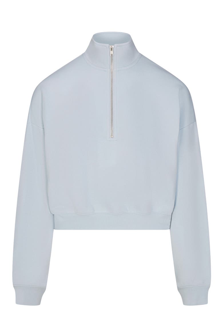 Drapey French Terry Half Zip Pullover, Alternate, color, POWDER BLUE