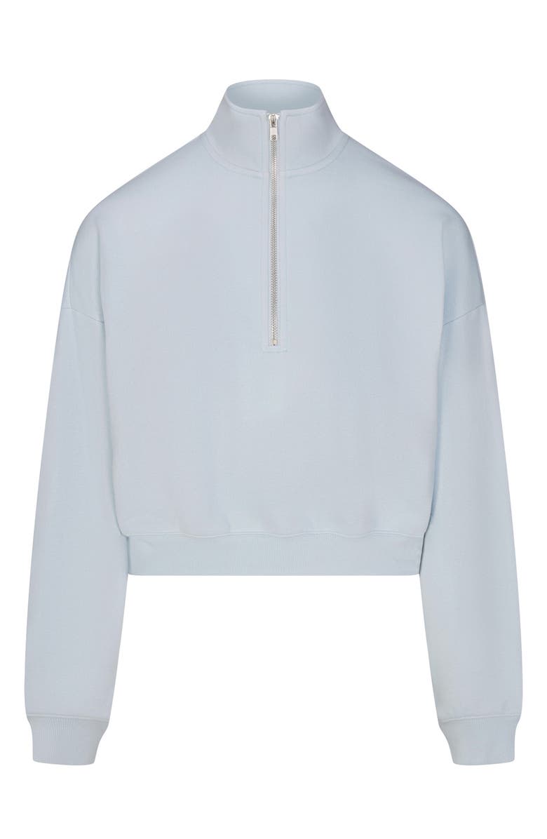 SKIMS Drapey French Terry Half Zip Pullover, Alternate, color, Powder Blue